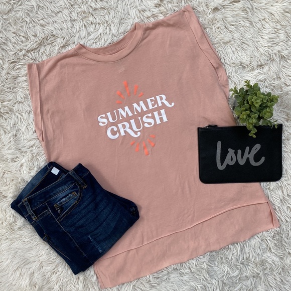 Nickel & Suede Graphic Hi Lo Tee 💗 Peach & White - Picture 2 of 12